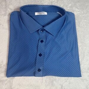 NWOT Collars & Co Men 3XL Blue Print Featherweight Relaxed Fit Dress Collar Polo